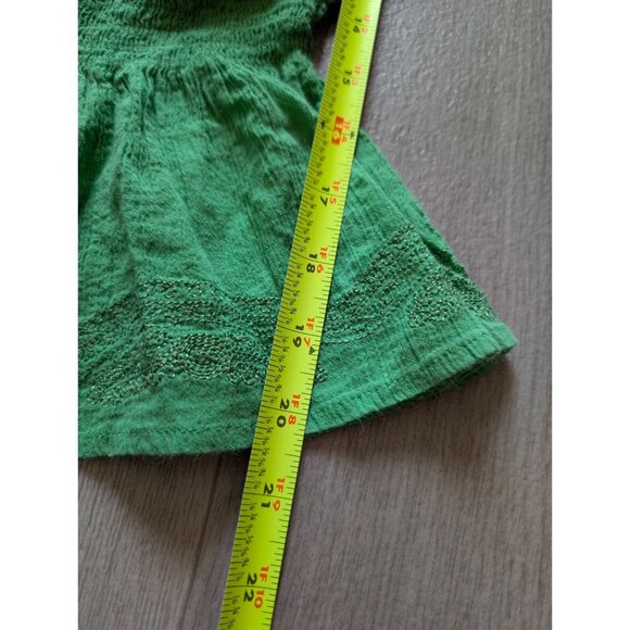 Cynthia Rowley Womens Green Smocked Waist Peplum Blouse Short Sleeve Size S - Picture 7 of 8